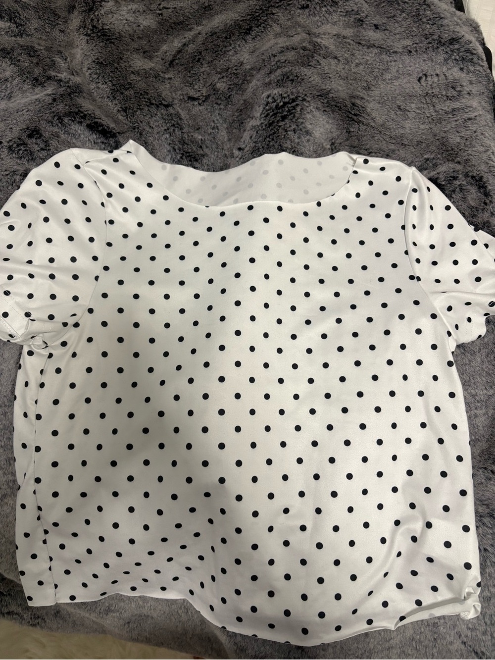 SHEIN White Short Sleeve Top off the shoulder with Black Polka Dots